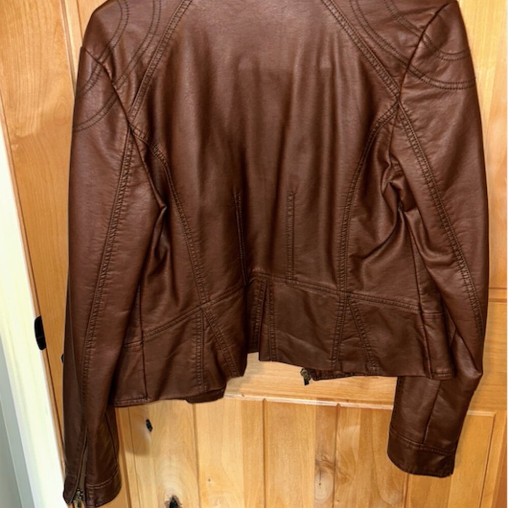 Black rivet brown leather jacket
